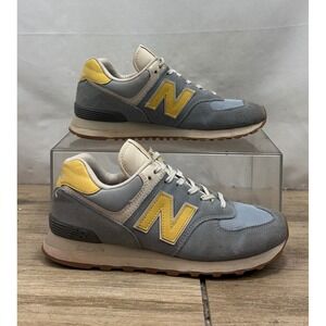 New Balance 574 Gray Yellow Women's Sneakers Walking Shoes Size US 9